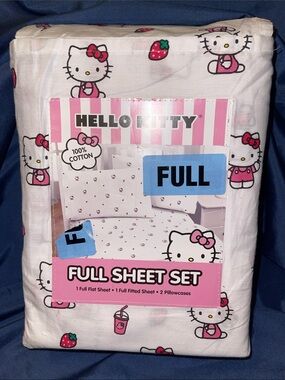 Hello Kitty Full Sheet Set - White with Pink Accent Prints